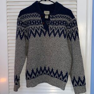 LL Bean Henley Wool Sweater NWOT